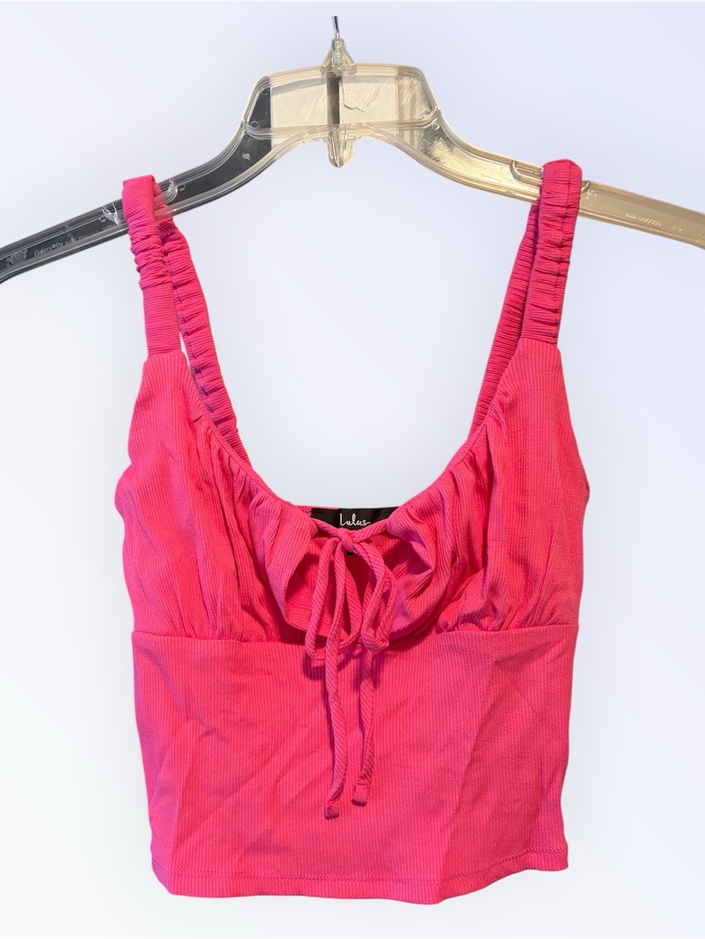 Lulu's Bright Pink Ruched Tie-Front Tank